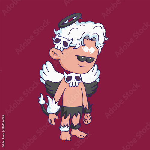 Cartoon-style character illustration with a bored or tired expression.