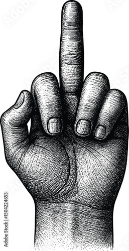 Middle Finger vector black silhouette cricut design for T-Shirt