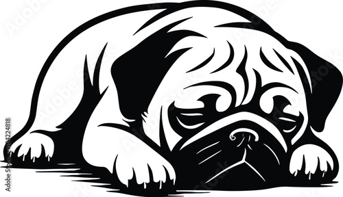 Pug vector black silhouette cricut design for T-Shirt