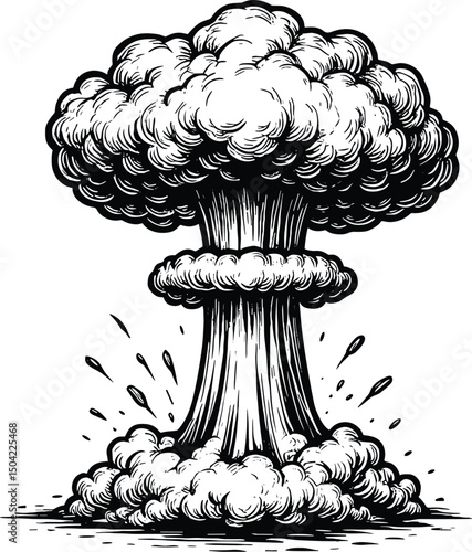 Mushroom Cloud Explosion vector black silhouette cricut design for T-Shirt