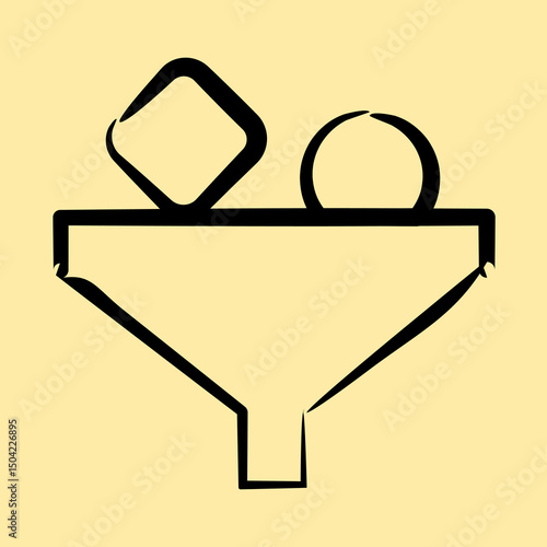 Icon filter. Internet network elements. Icon in hand drawn style.