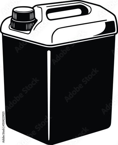 Silhouette illustration of a rugged fuel canister with a secure lid, ideal for industrial