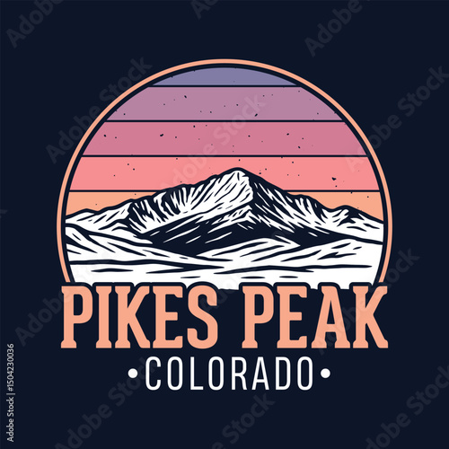 Pikes Peak, Colorado - Adventure t-shirt design for tourism