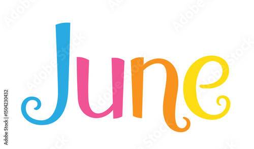 JUNE colorful vector hand lettering banner