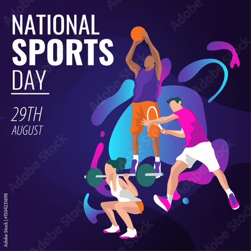 Cute cartoon sports vector illustrations, athlete character paintings, ball game promotional posters, fitness and healthy life