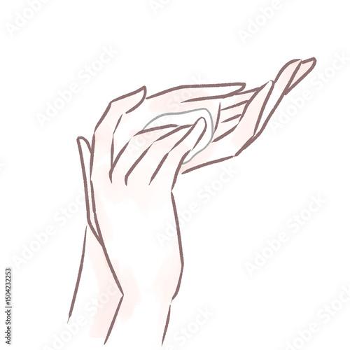 ハンドクリームを塗る手のイラスト