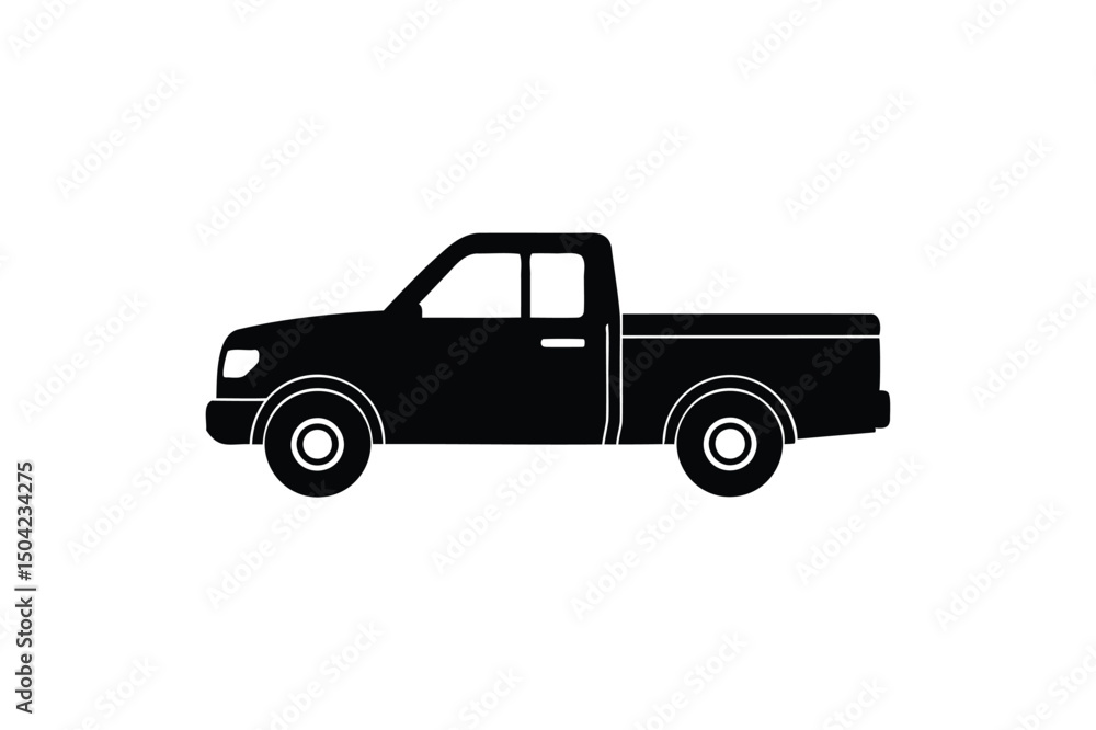 Pickup icon silhouette on white background Pickup icon silhouette on white background