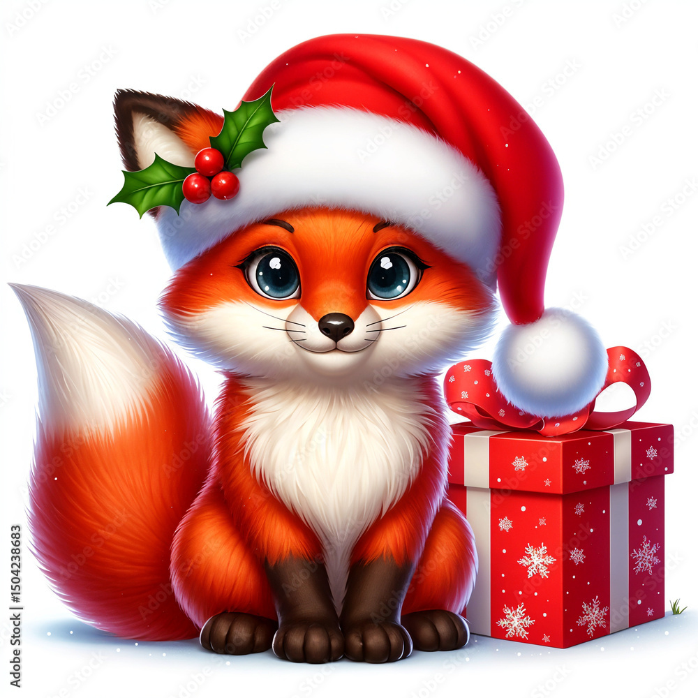 Fox Christmas Santa Hat Fox Christmas Santa Hat