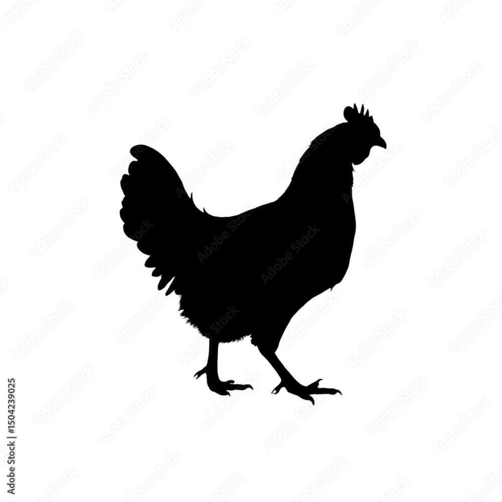 Collection of silhouettes of farm animals - chicken, Animals side view. Illustration on transparent background Collection of silhouettes of farm animals - chicken, Animals side view. Illustration on transparent background