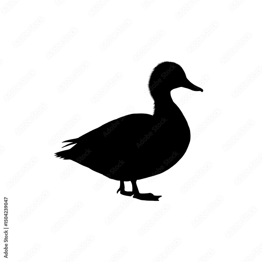 Obraz premium Collection of silhouettes of farm animals - duck, Animals side view. Illustration on transparent background 