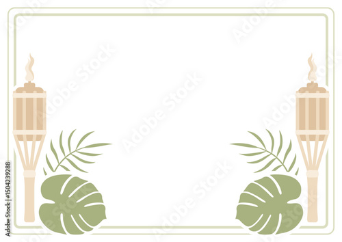 Tiki torch tropical frame with copy space
