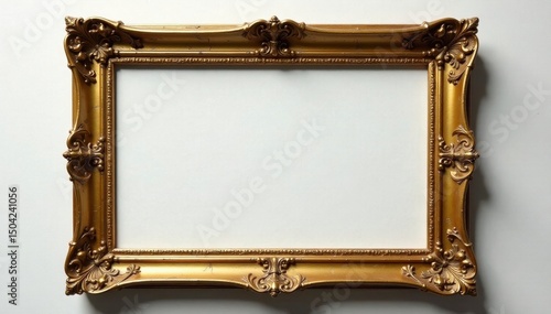 Heavy gold frame, chipped paint, antique style, texture, heritage