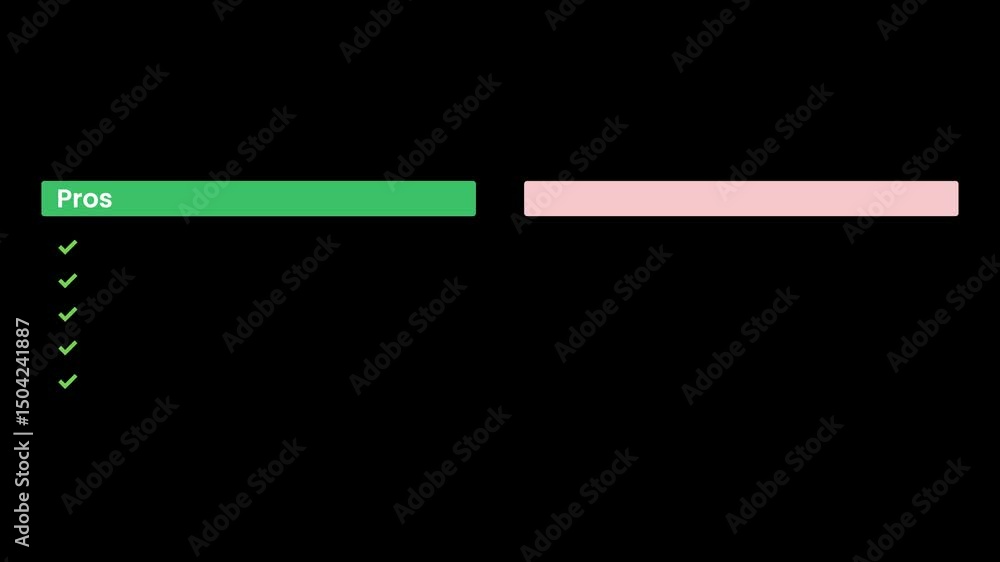 Pros and Cons Animation design 4k video. Text bar, good, bad, ok, no ...