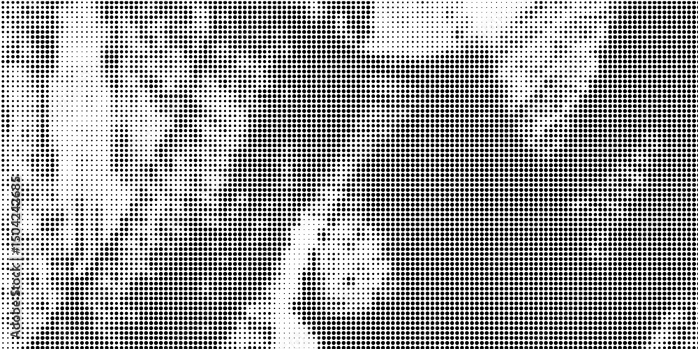 Fototapeta premium Halftone dotted abstract background. Grain gradient texture background with dots. Noise Stipple pointillism pattern. Sand, grain, grunge stipple effect. Abstract texture, engraved overlay. Vector