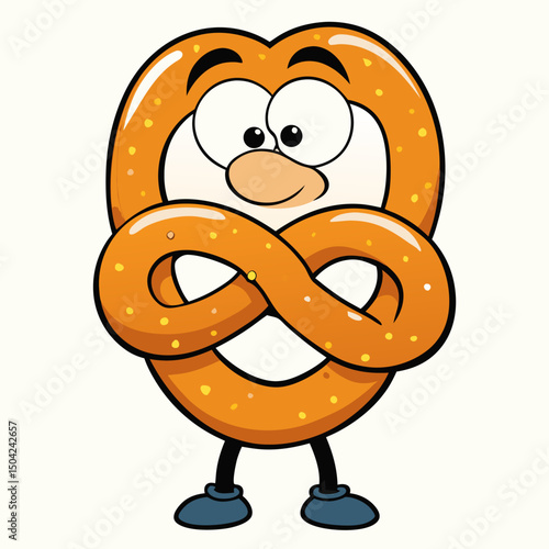 Close-up of freshly baked salty brown pretzels in the shape of a dog and a heart, perfect isolated bakery snacks