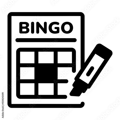 A line style icon showing a bingo game

