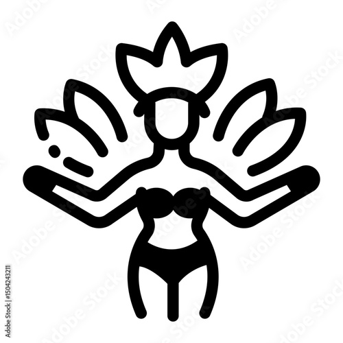 A linear icon showing a casino girl 
