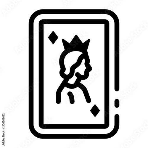A linear icon of elegant queen card design


