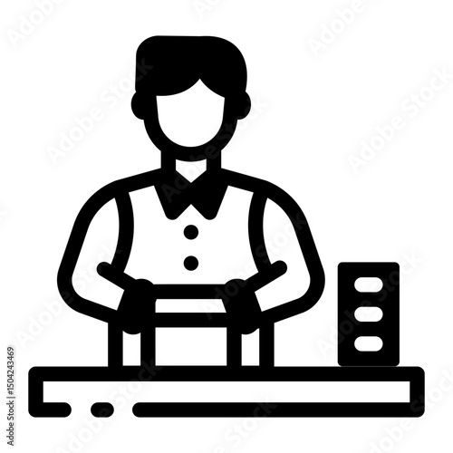 A linear icon depicting a focused poker dealer
