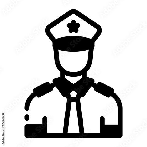An outline style icon of alert security guard figure
