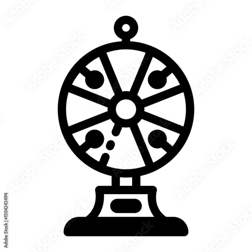 A linear icon showing spinning lottery wheel machine
