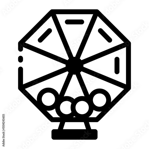 A linear icon showing rotating lottery drum machine
