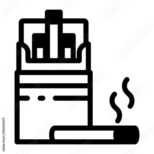 A line style icon showing smoking cigarettes pack

