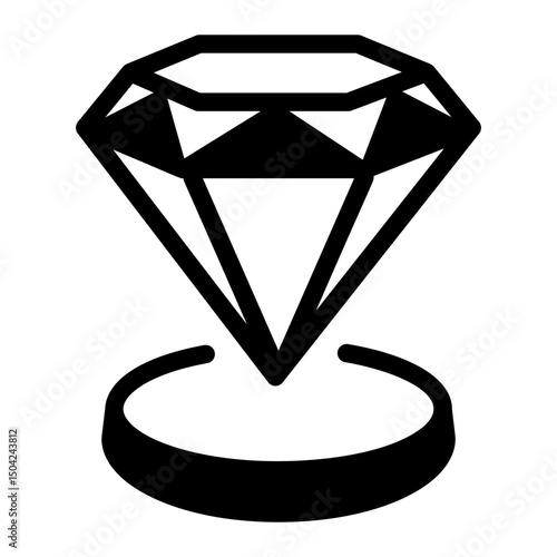 A linear icon of sparkling cut diamond gemstone
