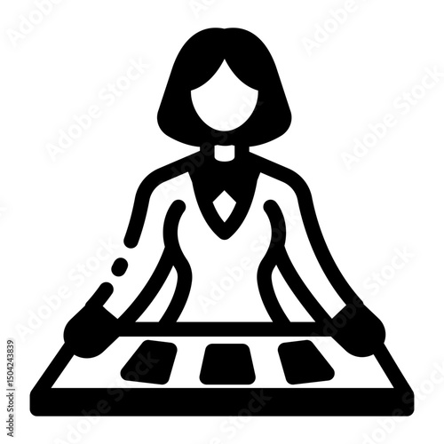 A line style icon of a poker card dealer
