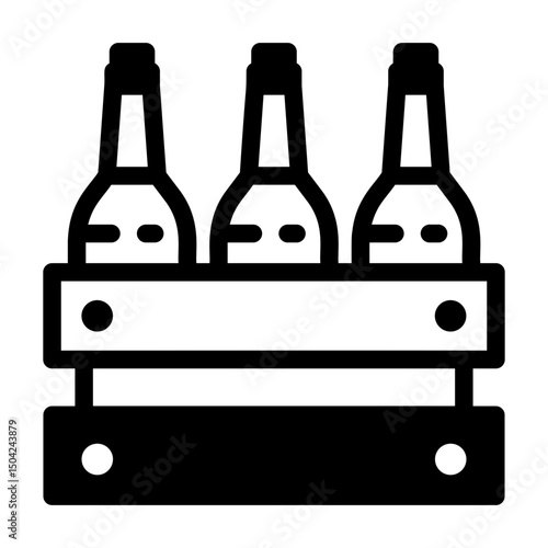 A linear icon of wooden wine crate in cellar

