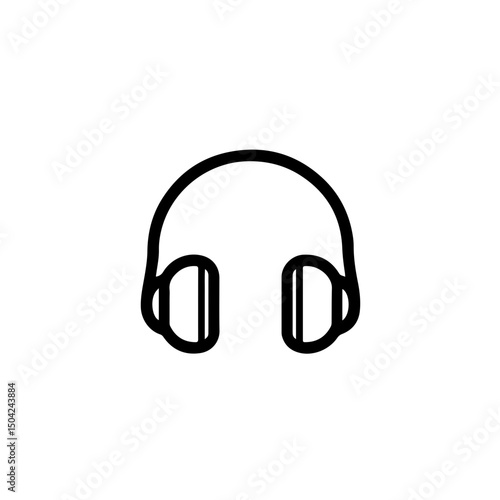 Black and white flat vector icon of over-ear headphones in minimal style.
