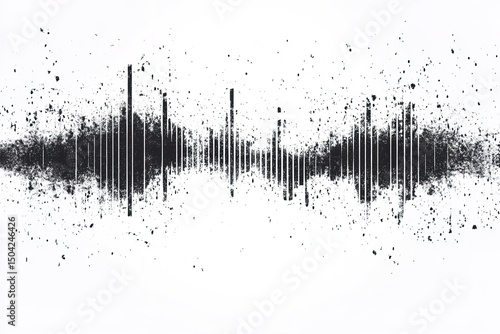 Black grunge drips and vertical lines form an abstract pattern against white for an interesting visual