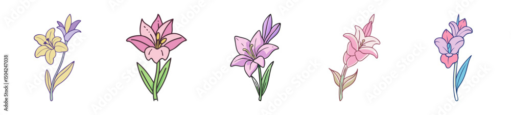 gladiolus flower icon, gladiolus flower line art - simple line art of gladiolus flower, perfect for gladiolus flower logos and icons gladiolus flower icon, gladiolus flower line art - simple line art of gladiolus flower, perfect for gladiolus flower logos and icons