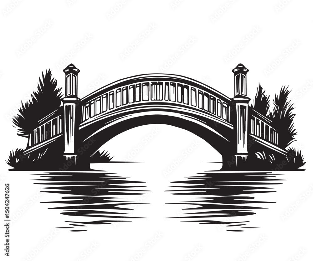 Obraz premium architecture bridge, large with columns reliable object for travel, romantic location
