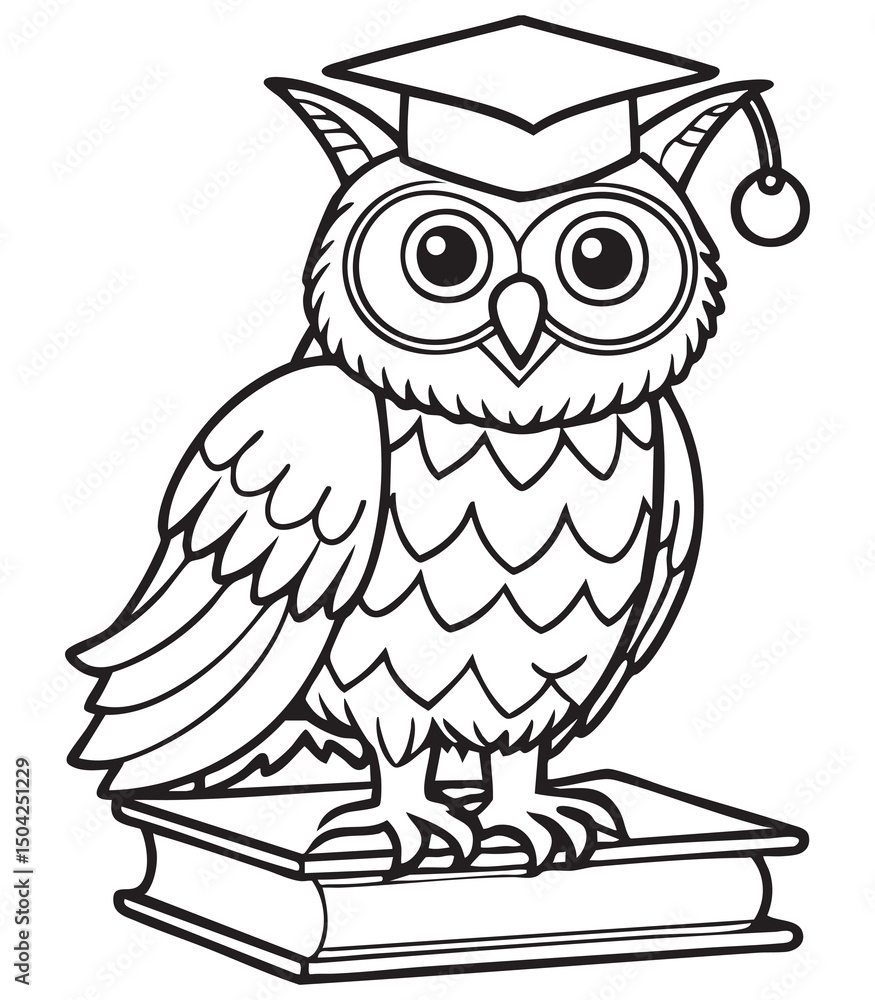 Fototapeta premium Graduation owl for coloring page