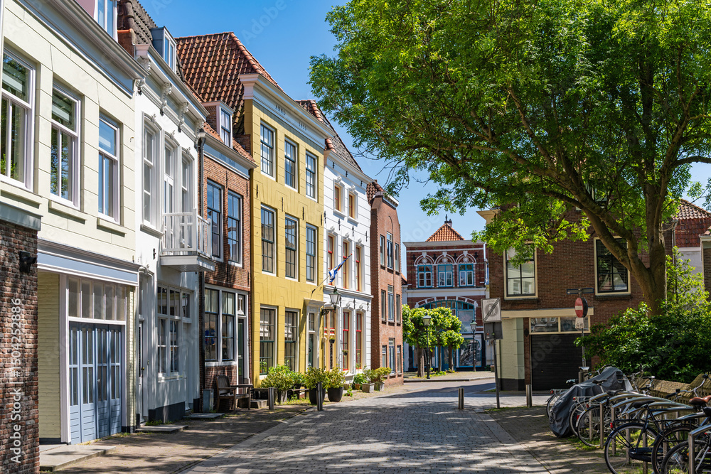 Fototapeta premium Old colorful houses in the historic city centre of Vlissingen, province of Zeeland, The Netherlands