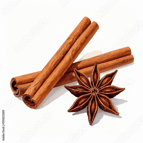 Bark & Brush: Fiery Flow cinnamon isolated watercolor vector illustration svg