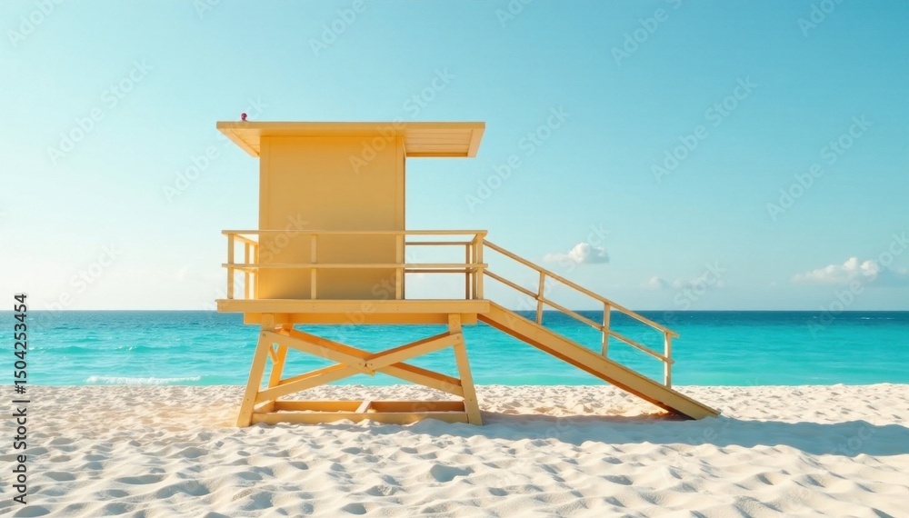 Modern minimalist lifeguard station, sleek design, ocean backdrop, shape, outdoor Modern minimalist lifeguard station, sleek design, ocean backdrop, shape, outdoor