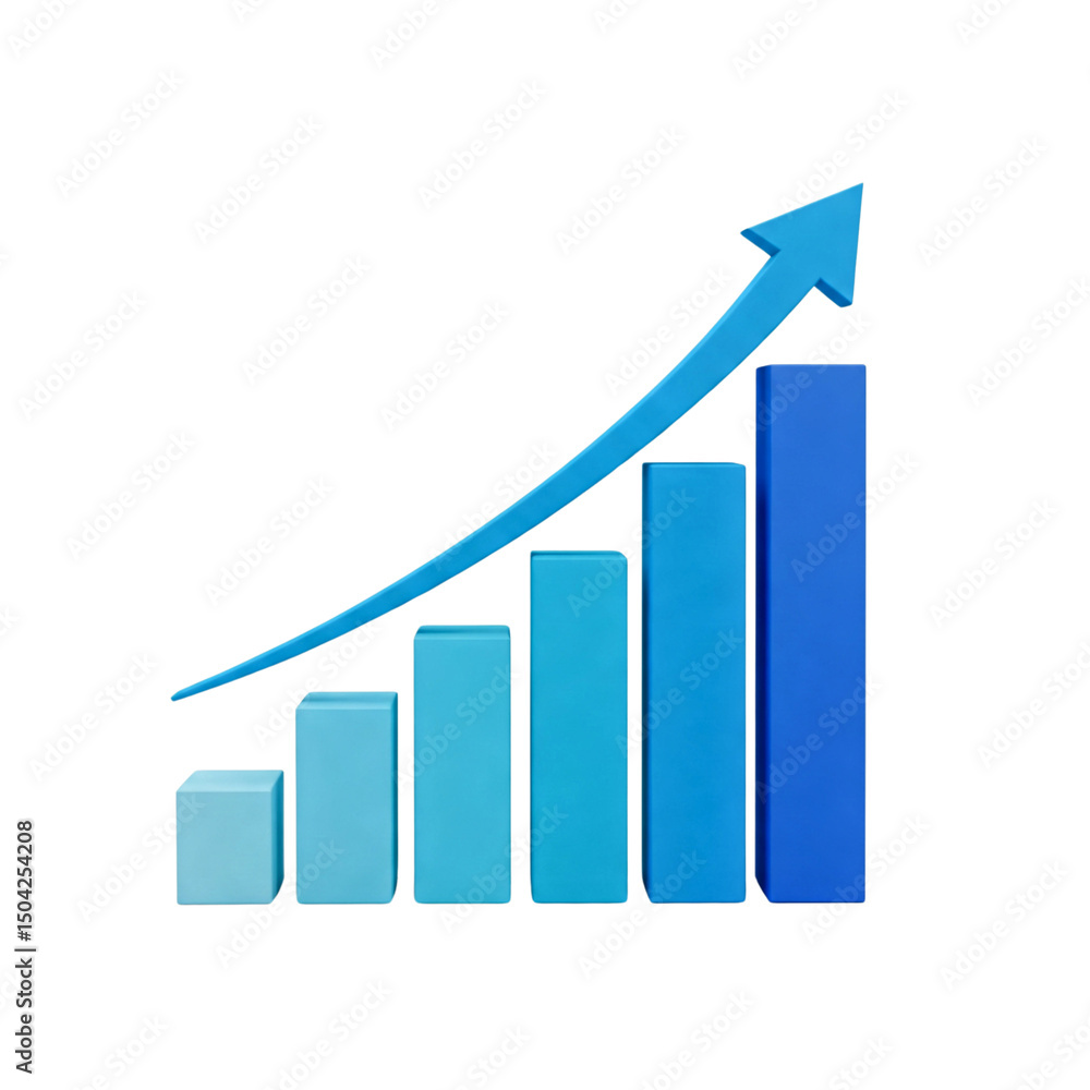Rising bar graph isolated on transparent background Rising bar graph isolated on transparent background