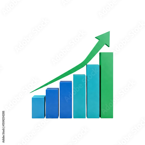 Rising bar graph isolated on transparent background