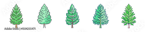 larch tree icon, larch tree line art - simple line art of larch tree, perfect for larch tree logos and icons
