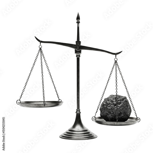 Scales of justice with one side heavier than the other isolated on transparent background 