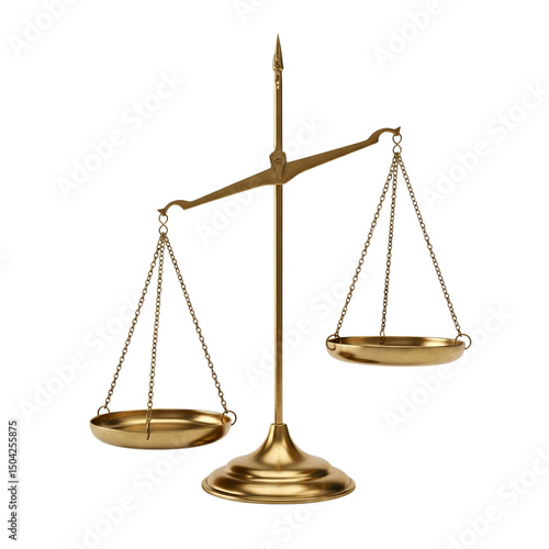 Scales of justice with one side heavier than the other isolated on transparent background 