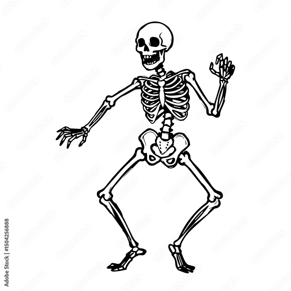 Obraz premium Spooky Halloween graveyard scene with bare trees and tombstones. Halloween illustration features dark silhouettes of spooky trees and old tombstones. This Halloween graveyard scene is perfect for part