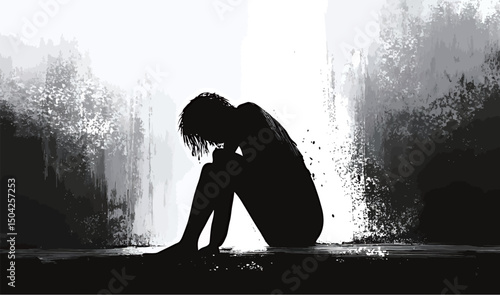 Silhouette of a person in despair, expressing deep emotional struggle.