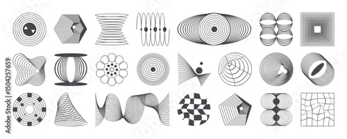 Abstract minimal element mid century vector set. Aesthetic contemporary stripe line art, geometric shape in monochrome. Art form design for wall art, decoration, wallpaper. 