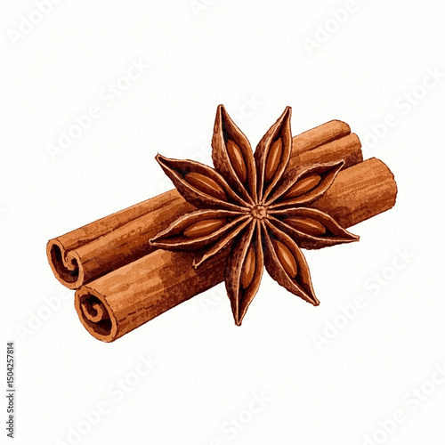 Amber Spice: Cinnamon Swirl herb cinnamon isolated watercolor vector illustration svg