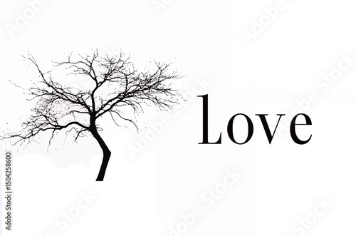 A minimalist tree silhouette with the word 'Love' in elegant typography.