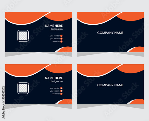 abstract shape business card layout, black and bright color