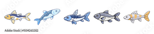 otocinclus fish icon, otocinclus fish line art - simple line art of otocinclus fish, perfect for otocinclus fish logos and icons
